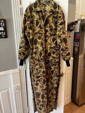 Vintage Saftbak Coveralls Duck Camo Hunting USA Insulated Outdoors XL Western